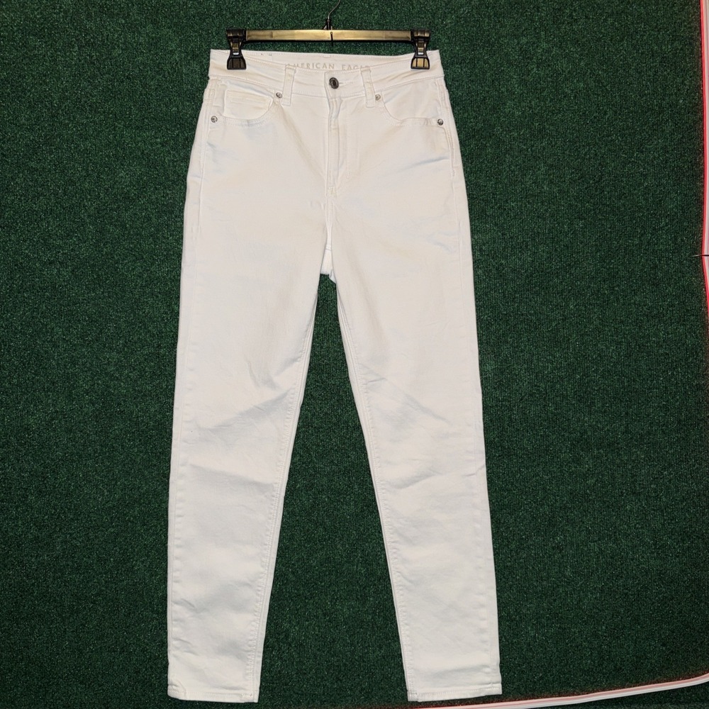 American Eagle sz 00 Long White Denim Stretch‎ Jeans M2